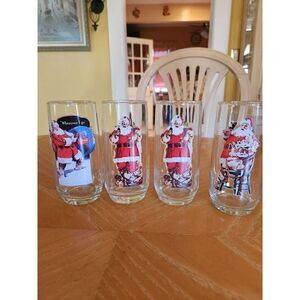 Vintage set of 4 Santa Coca-Cola glasses